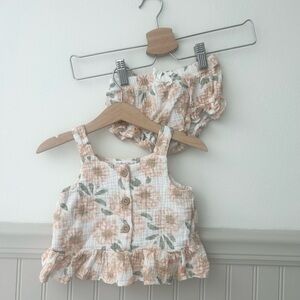 Emily & Oliver Baby 18 Months Peach Floral Kids Camisole and Bloomers Cotton Set